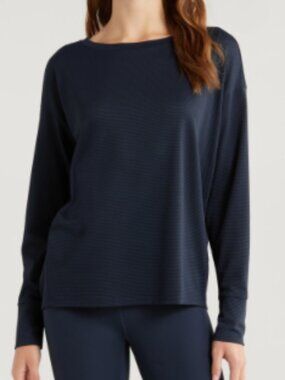 ZellaTextured Equilibrium Navy Long Sleeve T-Shirt